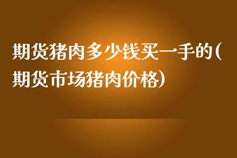 期货猪肉多少钱买一手的(期货市场猪肉价格)_https://www.qianjuhuagong.com_期货行情_第1张