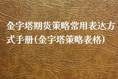 金字塔期货策略常用表达方式手册(金字塔策略表格)_https://www.qianjuhuagong.com_期货百科_第1张