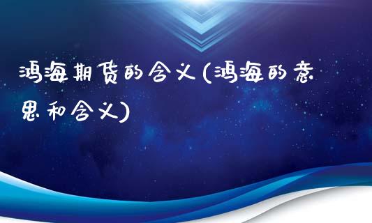 鸿海期货的含义(鸿海的意思和含义)_https://www.qianjuhuagong.com_期货开户_第1张