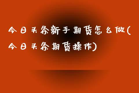 今日头条新手期货怎么做(今日头条期货操作)_https://www.qianjuhuagong.com_期货行情_第1张