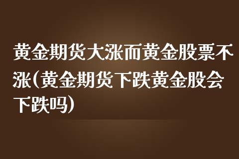 黄金期货大涨而黄金股票不涨(黄金期货下跌黄金股会下跌吗)_https://www.qianjuhuagong.com_期货开户_第1张