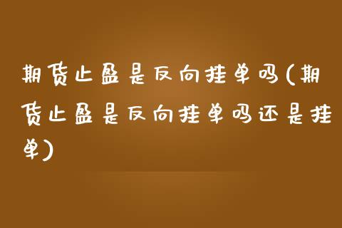 期货止盈是反向挂单吗(期货止盈是反向挂单吗还是挂单)_https://www.qianjuhuagong.com_期货直播_第1张