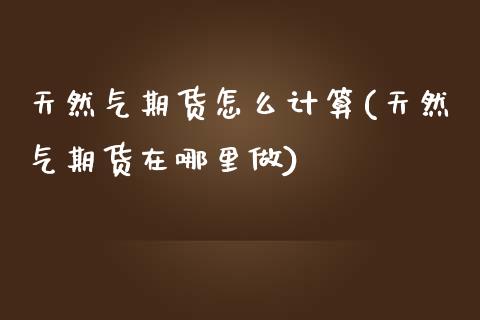 天然气期货怎么计算(天然气期货在哪里做)_https://www.qianjuhuagong.com_期货百科_第1张