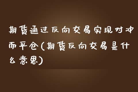 期货通过反向交易实现对冲而平仓(期货反向交易是什么意思)_https://www.qianjuhuagong.com_期货百科_第1张