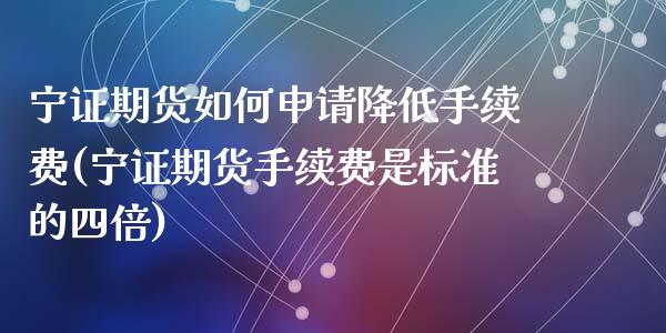 宁证期货如何申请降低手续费(宁证期货手续费是标准的四倍)_https://www.qianjuhuagong.com_期货平台_第1张