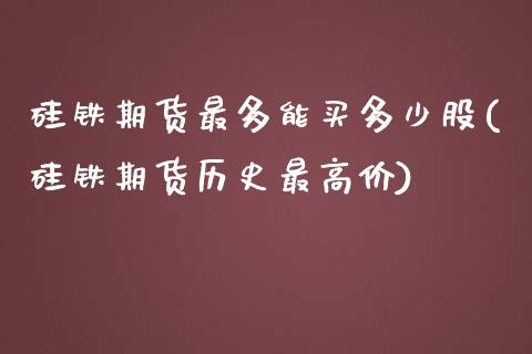 硅铁期货最多能买多少股(硅铁期货历史最高价)_https://www.qianjuhuagong.com_期货行情_第1张