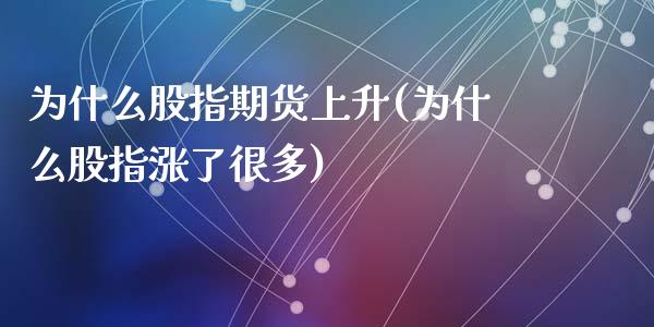 为什么股指期货上升(为什么股指涨了很多)_https://www.qianjuhuagong.com_期货百科_第1张