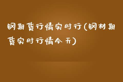 钢期货行情实时行(钢材期货实时行情今天)_https://www.qianjuhuagong.com_期货百科_第1张