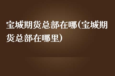 宝城期货总部在哪(宝城期货总部在哪里)_https://www.qianjuhuagong.com_期货平台_第1张