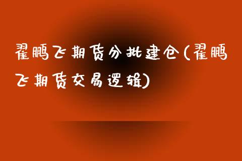 翟鹏飞期货分批建仓(翟鹏飞期货交易逻辑)_https://www.qianjuhuagong.com_期货平台_第1张