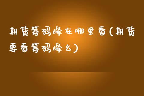 期货筹码峰在哪里看(期货要看筹码峰么)_https://www.qianjuhuagong.com_期货开户_第1张