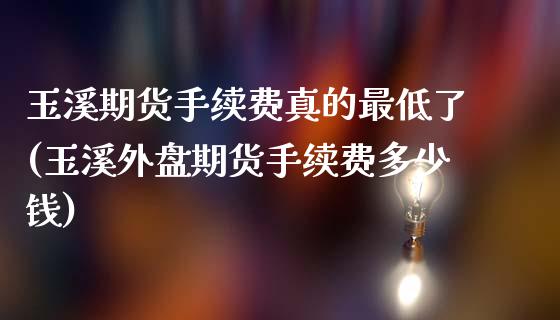 玉溪期货手续费真的最低了(玉溪外盘期货手续费多少钱)_https://www.qianjuhuagong.com_期货百科_第1张