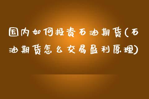 国内如何投资石油期货(石油期货怎么交易盈利原理)_https://www.qianjuhuagong.com_期货行情_第1张