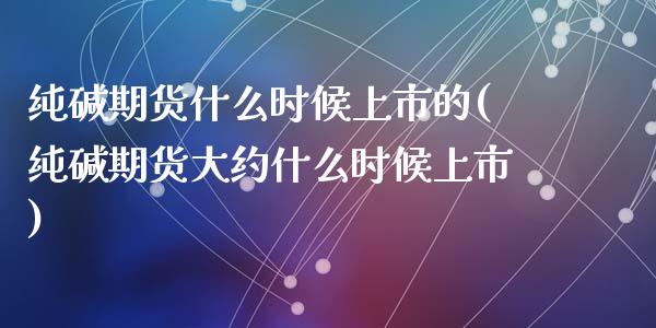 纯碱期货什么时候上市的(纯碱期货大约什么时候上市)_https://www.qianjuhuagong.com_期货开户_第1张