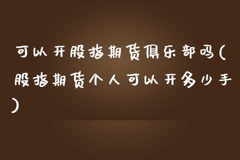 可以开股指期货俱乐部吗(股指期货个人可以开多少手)_https://www.qianjuhuagong.com_期货直播_第1张