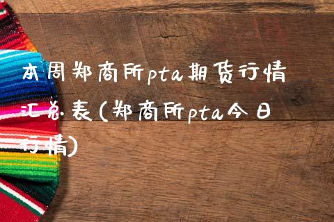 本周郑商所pta期货行情汇总表(郑商所pta今日行情)_https://www.qianjuhuagong.com_期货直播_第1张