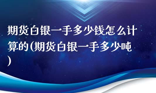 期货白银一手多少钱怎么计算的(期货白银一手多少吨)_https://www.qianjuhuagong.com_期货直播_第1张