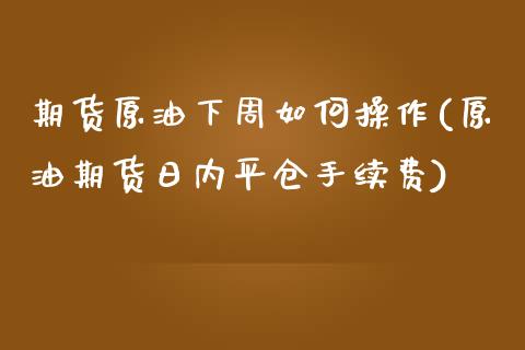 期货原油下周如何操作(原油期货日内平仓手续费)_https://www.qianjuhuagong.com_期货百科_第1张