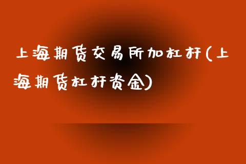 上海期货交易所加杠杆(上海期货杠杆资金)_https://www.qianjuhuagong.com_期货行情_第1张