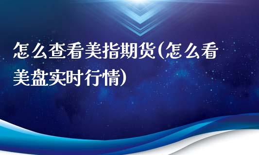 怎么查看美指期货(怎么看美盘实时行情)_https://www.qianjuhuagong.com_期货直播_第1张