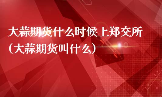 大蒜期货什么时候上郑交所(大蒜期货叫什么)_https://www.qianjuhuagong.com_期货开户_第1张