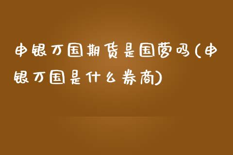 申银万国期货是国营吗(申银万国是什么券商)_https://www.qianjuhuagong.com_期货行情_第1张