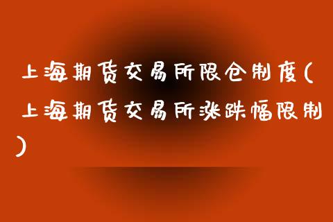 上海期货交易所限仓制度(上海期货交易所涨跌幅限制)_https://www.qianjuhuagong.com_期货直播_第1张