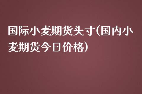 国际小麦期货头寸(国内小麦期货今日价格)_https://www.qianjuhuagong.com_期货百科_第1张