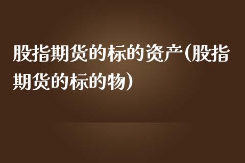 股指期货的标的资产(股指期货的标的物)_https://www.qianjuhuagong.com_期货平台_第1张