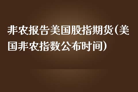 非农报告美国股指期货(美国非农指数公布时间)_https://www.qianjuhuagong.com_期货行情_第1张