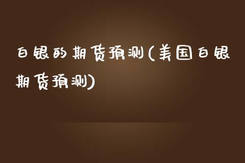 白银的期货预测(美国白银期货预测)_https://www.qianjuhuagong.com_期货百科_第1张