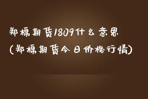 郑棉期货1809什么意思(郑棉期货今日价格行情)_https://www.qianjuhuagong.com_期货百科_第1张