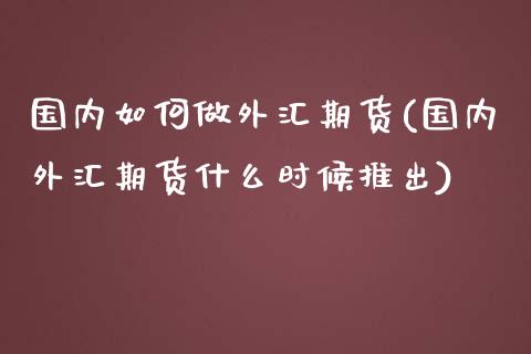 国内如何做外汇期货(国内外汇期货什么时候推出)_https://www.qianjuhuagong.com_期货百科_第1张