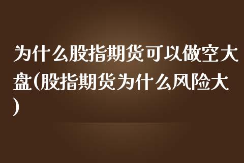 为什么股指期货可以做空大盘(股指期货为什么风险大)_https://www.qianjuhuagong.com_期货百科_第1张