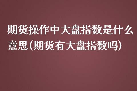 期货操作中大盘指数是什么意思(期货有大盘指数吗)_https://www.qianjuhuagong.com_期货行情_第1张