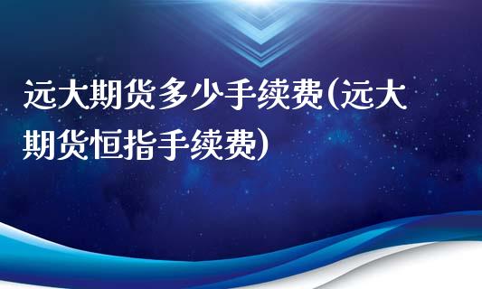 远大期货多少手续费(远大期货恒指手续费)_https://www.qianjuhuagong.com_期货直播_第1张