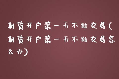 期货开户第一天不能交易(期货开户第一天不能交易怎么办)_https://www.qianjuhuagong.com_期货平台_第1张