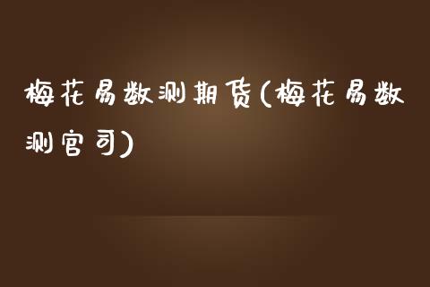 梅花易数测期货(梅花易数测官司)_https://www.qianjuhuagong.com_期货行情_第1张