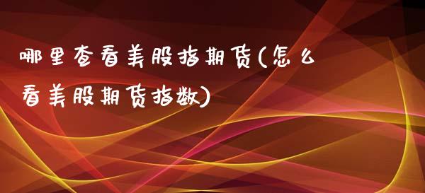 哪里查看美股指期货(怎么看美股期货指数)_https://www.qianjuhuagong.com_期货百科_第1张