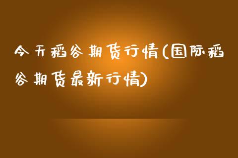 今天稻谷期货行情(国际稻谷期货最新行情)_https://www.qianjuhuagong.com_期货直播_第1张