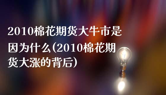 2010棉花期货大牛市是因为什么(2010棉花期货大涨的背后)_https://www.qianjuhuagong.com_期货百科_第1张