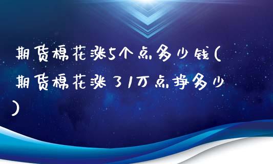 期货棉花涨5个点多少钱(期货棉花涨了1万点挣多少)_https://www.qianjuhuagong.com_期货百科_第1张