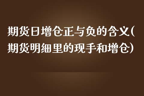 期货日增仓正与负的含义(期货明细里的现手和增仓)_https://www.qianjuhuagong.com_期货直播_第1张