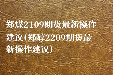 郑煤2109期货最新操作建议(郑醇2209期货最新操作建议)_https://www.qianjuhuagong.com_期货行情_第1张