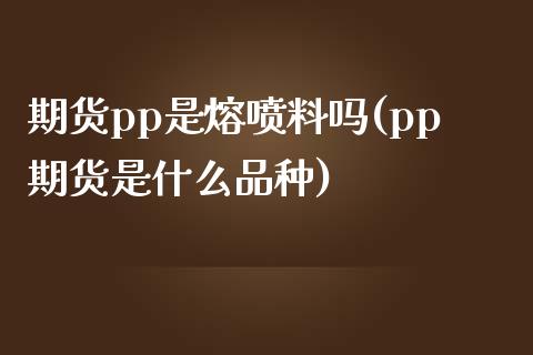 期货pp是熔喷料吗(pp期货是什么品种)_https://www.qianjuhuagong.com_期货行情_第1张