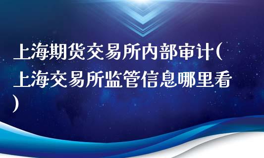 上海期货交易所内部审计(上海交易所监管信息哪里看)_https://www.qianjuhuagong.com_期货行情_第1张