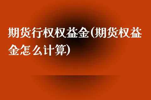 期货行权权益金(期货权益金怎么计算)_https://www.qianjuhuagong.com_期货直播_第1张