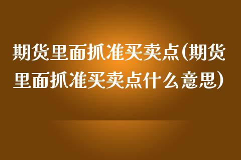 期货里面抓准买卖点(期货里面抓准买卖点什么意思)_https://www.qianjuhuagong.com_期货直播_第1张