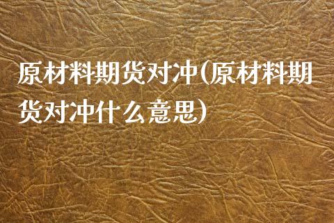 原材料期货对冲(原材料期货对冲什么意思)_https://www.qianjuhuagong.com_期货平台_第1张