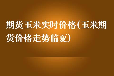 期货玉米实时价格(玉米期货价格走势临夏)_https://www.qianjuhuagong.com_期货行情_第1张